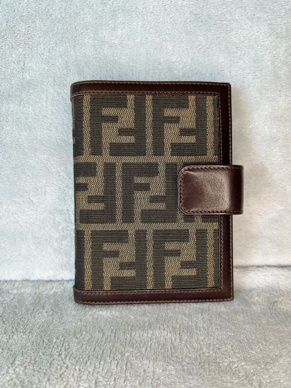 Vintage Fendi Zucca FF Agenda Planner Passport Holder Brown